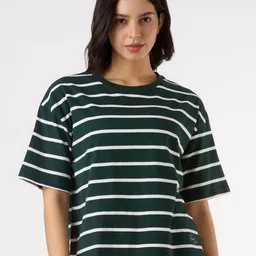 Pepe Jeans Striped Drop Shoulder Sleeves Pure Cotton Relaxed Fit T-shirt-image-79