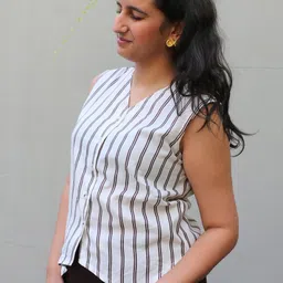 Snowdrip Striped Linen Top image 4