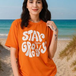 HERE&NOW Women Bio Finish Typography Printed Round Neck Cotton T-shirt-picture-2