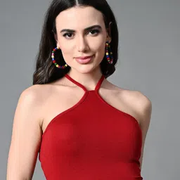 DressBerry Women Halter Neck Fitted Crop Top-image-43