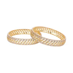 Shiv Jewels Set Of 2 Gold Plated Cubic Zirconia Stone-Studded Bangles-picture-12
