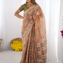 ALMAARI FASHION Ethnic Motifs Printed Pure Cotton Saree image 4