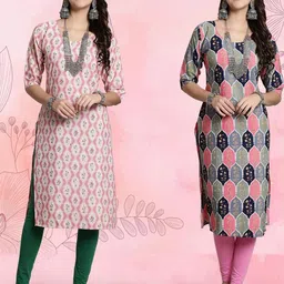 Ethnic basket Women Pack Of 2 Multicoloured Crepe Kurtas-picture-40
