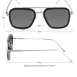 LEGEND EYEWEAR Unisex Black Lens & Silver-Toned Aviator Sunglasses with image 2