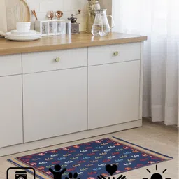 THEGASBH Blue & Red Geometric Printed Traditional Cotton Carpet image 2