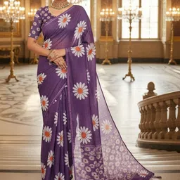 Moda Rapido Floral Linen Blend Saree-picture-40