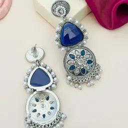 ABDESIGNS German Silver-Plated Stone Studded Classic Drop Earrings image 5