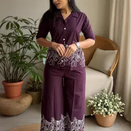 Tzelynn Women Purple Pure Cotton Kurta Sets-picture-34