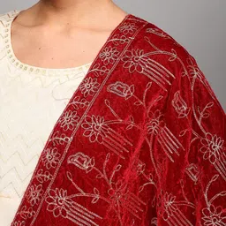 Exotic India Women Floral Embroidered Velvet Shawl image 4