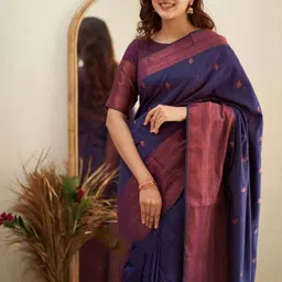 Freezeit Woven Design Zari Silk Blend Handloom Banarasi Saree image 3