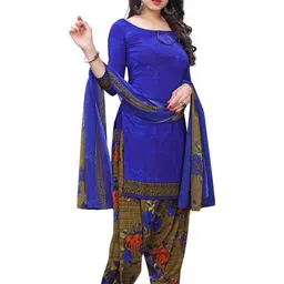 attigo Unstitched Printed Cotton Blend Kurta & Patiyala Dress Material with Dupatta image 3