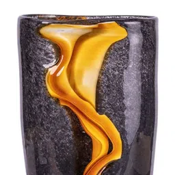 AARVI DECOR STUDIO Black & Yellow Printed Glass Flower Vase image 5