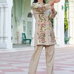 Kaftanize Embroidered Shirt Collar Neck Top With Trousers Co-Ords image 4