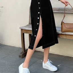 CORSICA Straight Denim Midi Skirts image 5