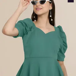 Mast & Harbour Women Pack Of 2 Puff Sleeve Peplum Top-picture-20