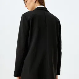 Koton Women Colourblocked Longline Tailored Jacket with Embroidered image 4