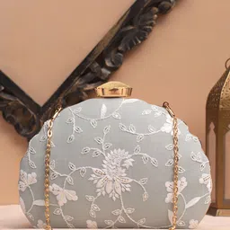 ARTKLIM Floral Embroidered Sequinned Box Clutch-picture-31