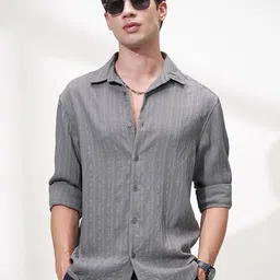 HIGHLANDER Men Comfort Opaque Striped Casual Shirt-picture-28