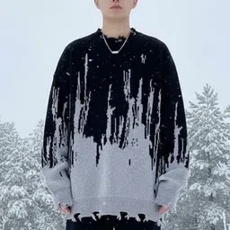 HERE&NOW Men Colourblocked Pullover with Fringed Detail image 4