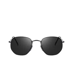 Irayz Unisex Hexagon Sunglasses with UV Protected Lens 5072-Full-Black image 2