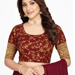 PU FASHION Embellished Round Neck Saree Blouse-picture-11