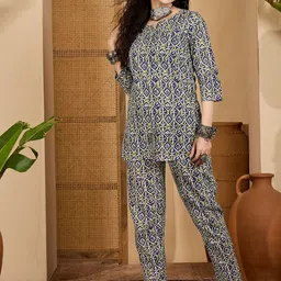 Sangria Printed Pure Cotton Tunic With Trousers Co-Ords image 4
