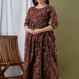 Queens Closet Women Ethnic Motifs Printed Thread Work Floral Anarkali Kurta image 5