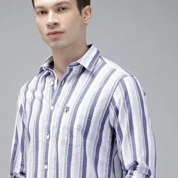 U.S. Polo Assn. Tailored Fit Seersucker Striped Pure Cotton Casual Shirt-image-66