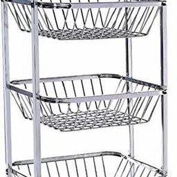 givni enterprise 3 Layer Vegetable and Fruit Trolley/Basket/Stand For Modern Kitchen Storage Rack Stainless Steel Kitchen Trolley Stainless Steel Kitchen Trolley-picture-13