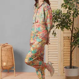 Moda Rapido Printed Shirt Collar Shirt & Trousers Co-Ords image 2