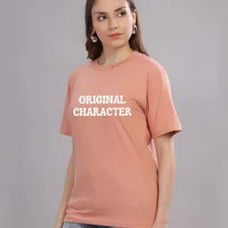 FALTU.CO Women Typography Printed Round Neck Pure Cotton Oversized T-shirt image 3