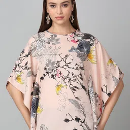 Dressitude Women Floral Print Kimono Sleeve Kaftan Top-picture-16