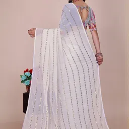 Moda Rapido Women White Sarees image 5