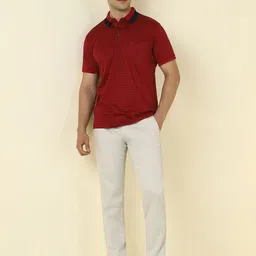 Allen Solly Geometric Printed Polo Collar Pure Cotton Casual T-shirt image 2