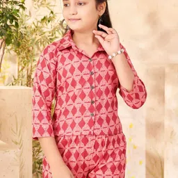 BAESD Girls Printed Pure Cotton Top With Trouser image 3