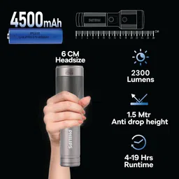philips Aircraft Aluminium Alloy, Zoom LED Flashlight – 2150 lm, 4500mAh , SFL5101/56 Torch image 3