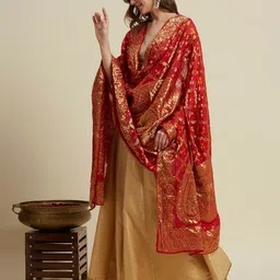 Dupatta Bazaar Paisley Woven Design Silk Dupatta image 4