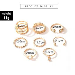 TheVineGirl Set Of 8 Gold-Plated Crystal-Studded Finger Rings image 2