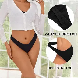 ORLIZEA Women Pack Of 6 Mid Rise Thong Briefs image 3