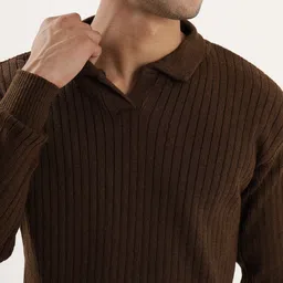 Kveto style redefined Men Long Sleeves Shirt Collar Ribbed Pullover image 3