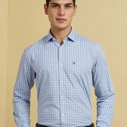 Allen Solly Men Slim Fit Spread Collar Grid Tattersall Checked Cotton Formal Shirt-picture-36