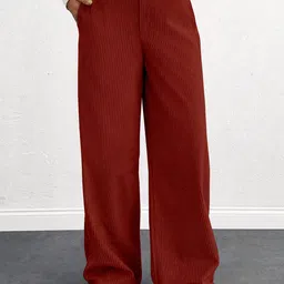 RAJOVATI Women Loose Fit High-Rise Wide Leg Trousers-image-99