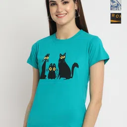 Dreambe Women Pack of 3 Graphic Printed Round Neck Cotton T-shirts-picture-10