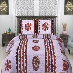 tundwal's White & Maroon Floral 210 TC King Bedsheet with 2 Pillow Covers-picture-38