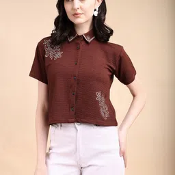 Kinjo Floral Embroidered Crop Top image 5