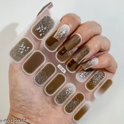 padmavathi enterprises 14 Strips Autumn Gel Nail Stickers Full Cover Patch Leopard Print Nail Stickers-picture-13