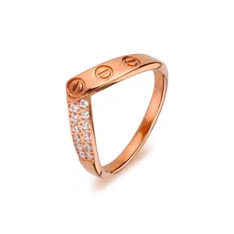 Klean & Care Women Rose Gold-Plated V-Shaped With Screw Motif Detail Finger Ring-picture-39