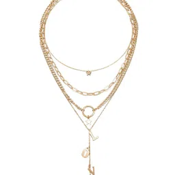 DressBerry Gold-Plated Alphabet Multi Layered Multi-Strand Necklace image 3