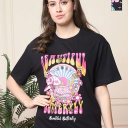 Tromko Women Pack of 2 Graphic Printed Round Neck Cotton Oversized T-shirts-picture-43