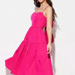 Stylecast X Kotty Women Square Neck Tiered Bow Details A-Line Midi Dress image 3